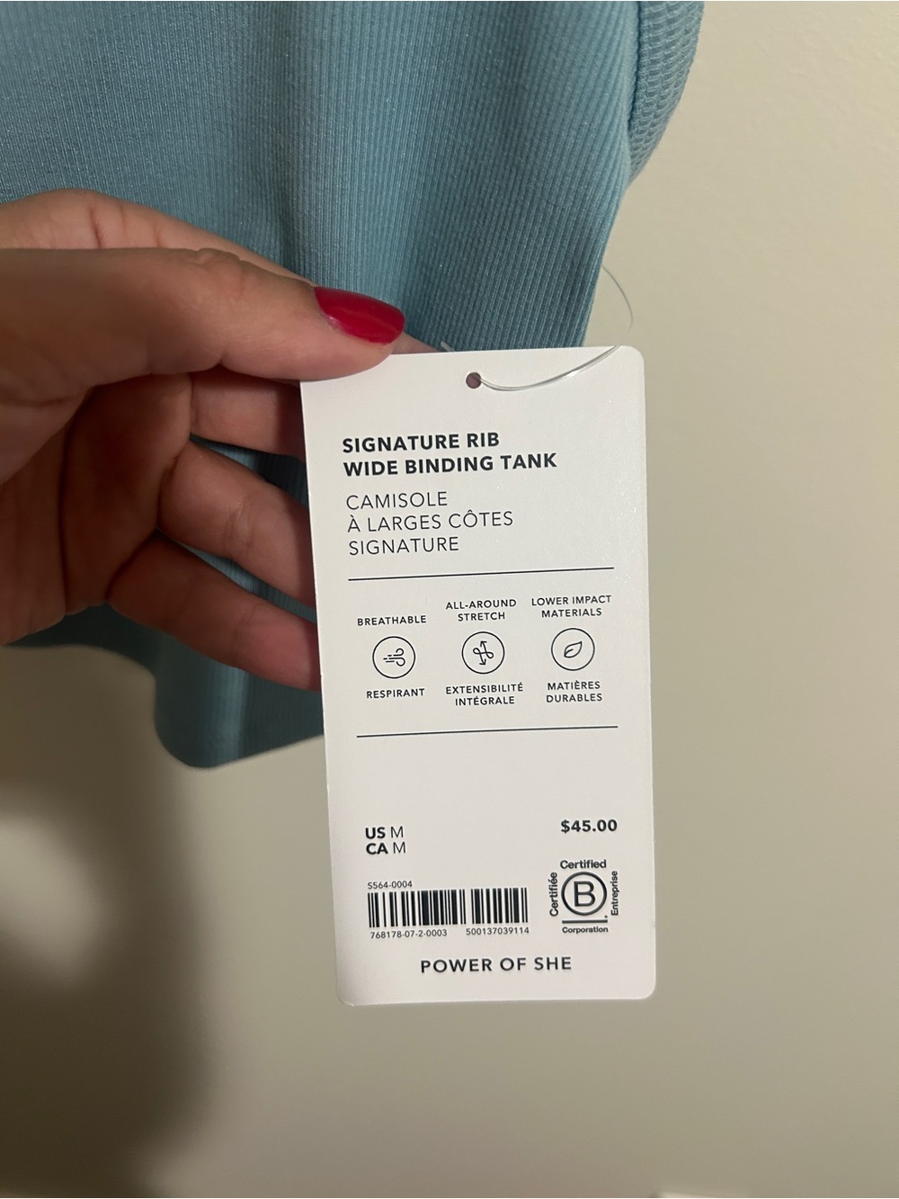 New! Athleta Light Blue Signature Rub Wide Binding Tank Crop Tank Medium NWT - Picture 3 of 4